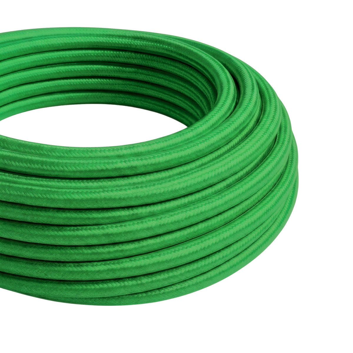 Cabo têxtil redondo efeito seda – Verde relva