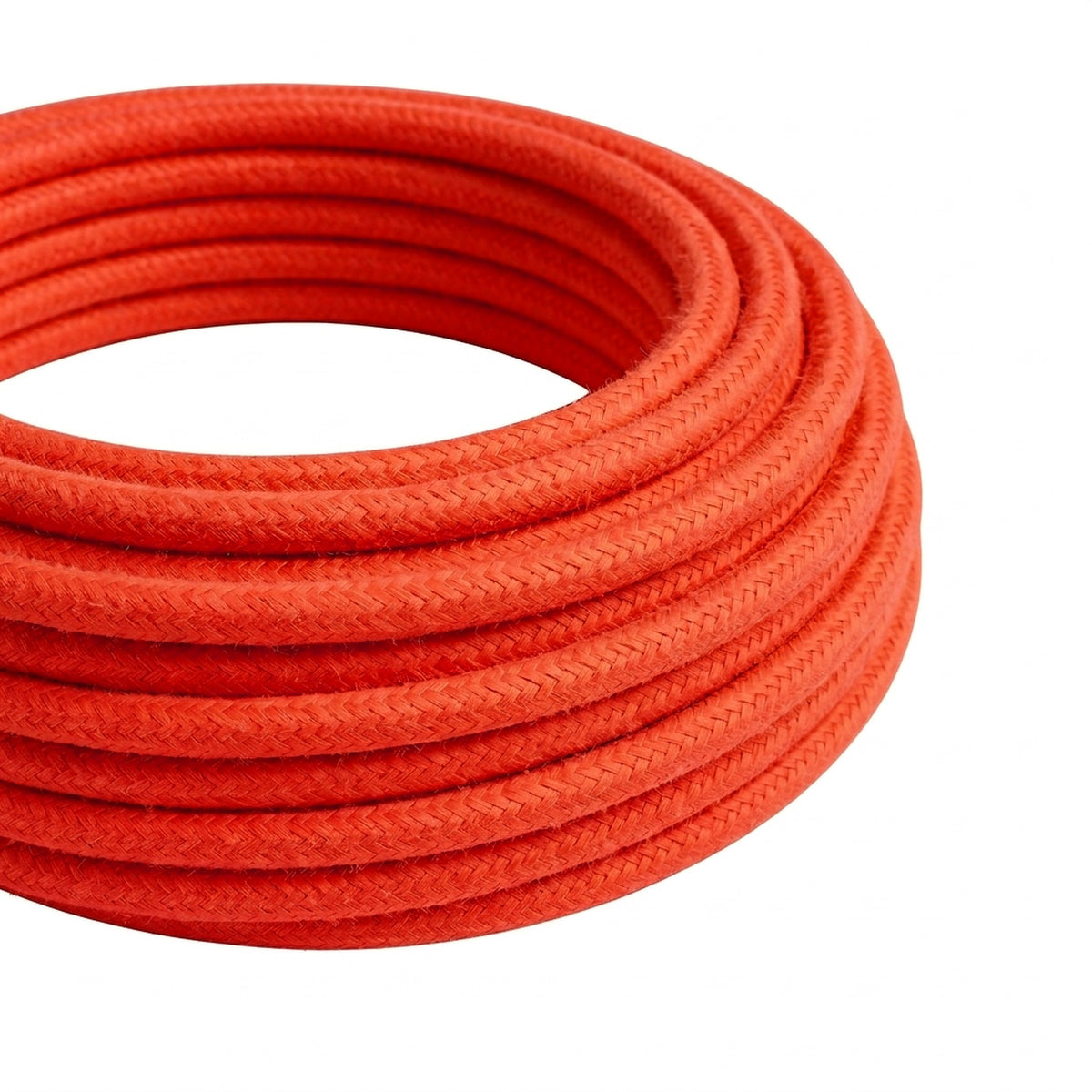 Cabo têxtil redondo efeito seda fluo – Laranja