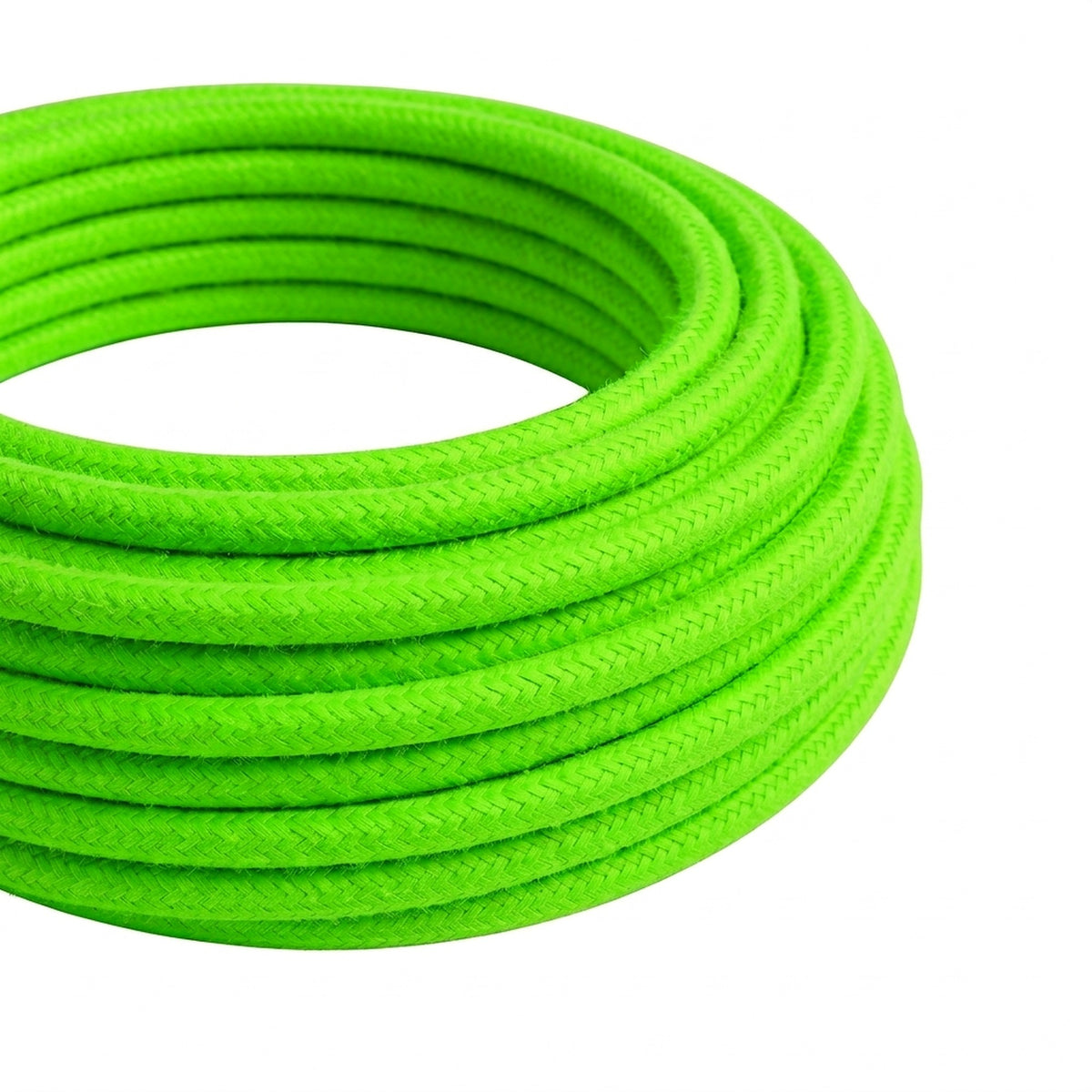 Cabo têxtil redondo efeito seda fluo – Verde