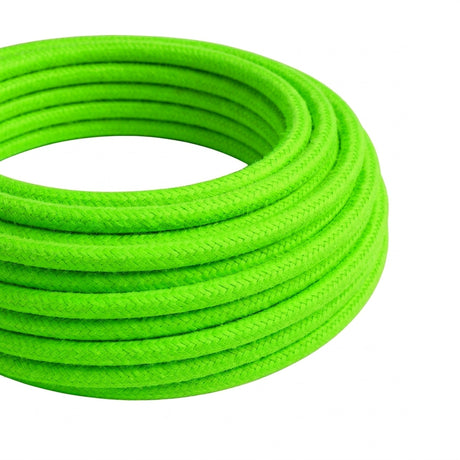 Cabo têxtil redondo efeito seda fluo – Verde
