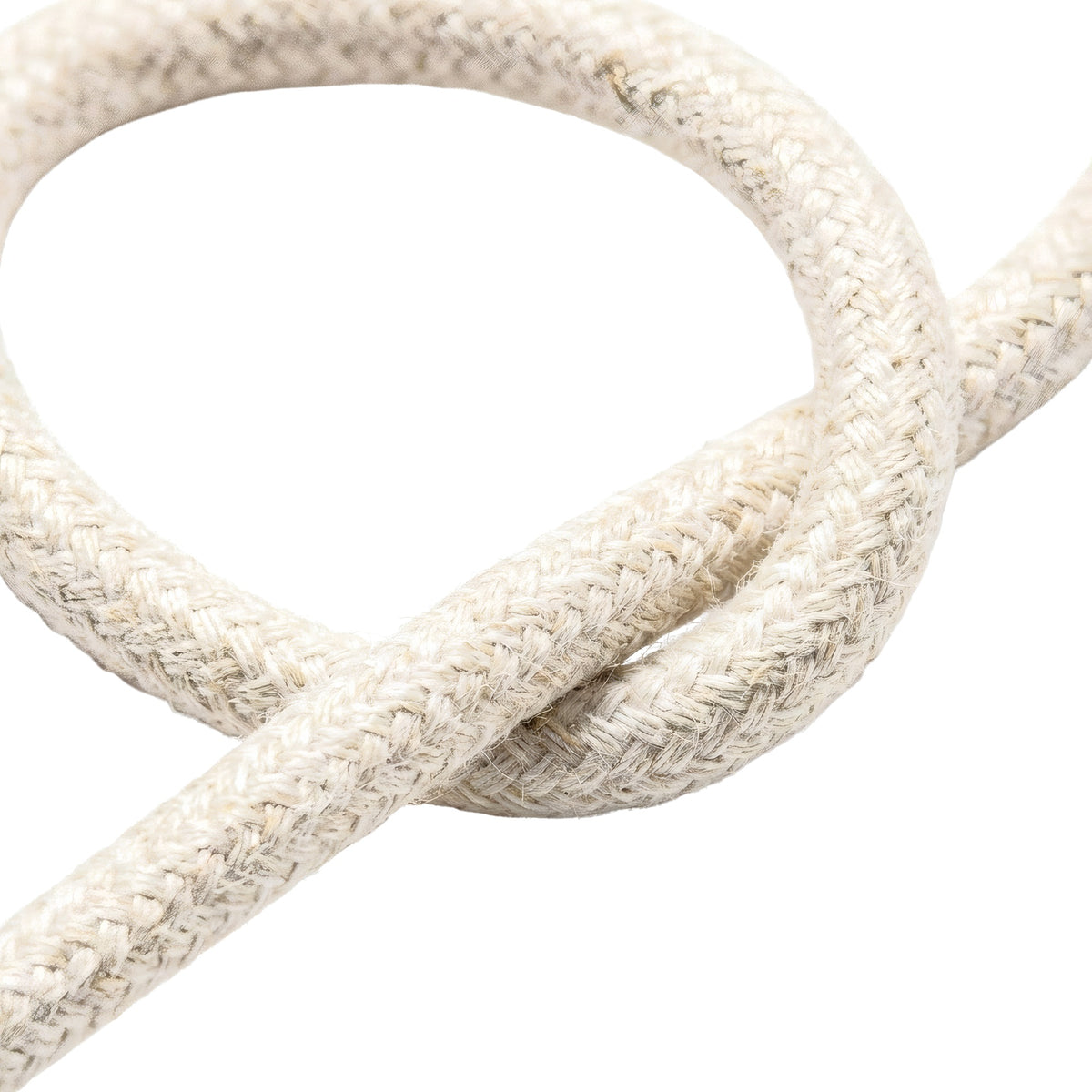 Cabo têxtil redondo de linho natural – Branco
