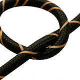 Cabo têxtil redondo às riscas efeito seda – Preto e dourado