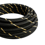 Cabo têxtil redondo às riscas efeito seda – Preto e dourado