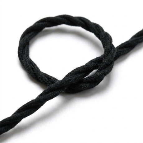Cabo têxtil entrançado de algodão – Preto carvão
