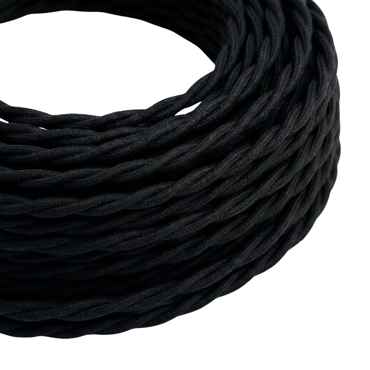 Cabo têxtil entrançado de algodão – Preto carvão
