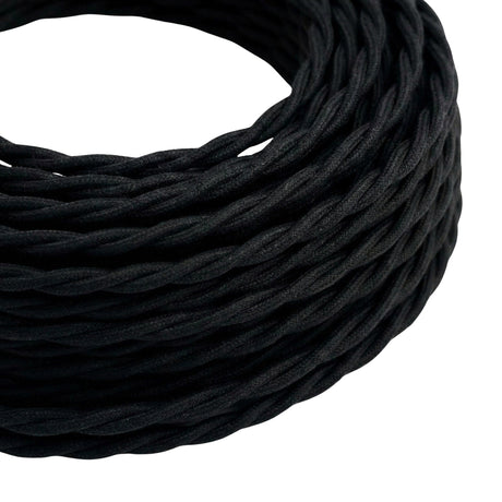 Cabo têxtil entrançado de algodão – Preto carvão