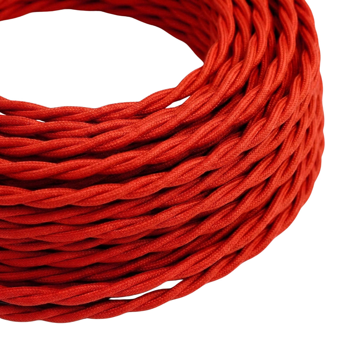 Cabo têxtil entrançado efeito seda – Vermelho fogo