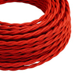 Cabo têxtil entrançado efeito seda – Vermelho fogo