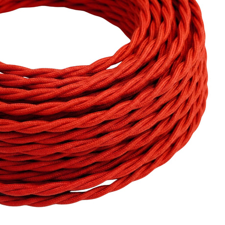Cabo têxtil entrançado efeito seda – Vermelho fogo