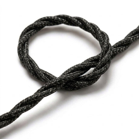 Cabo têxtil entrançado de linho natural – Cinzento antracite