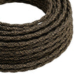 Cabo têxtil entrançado de linho natural – Castanho