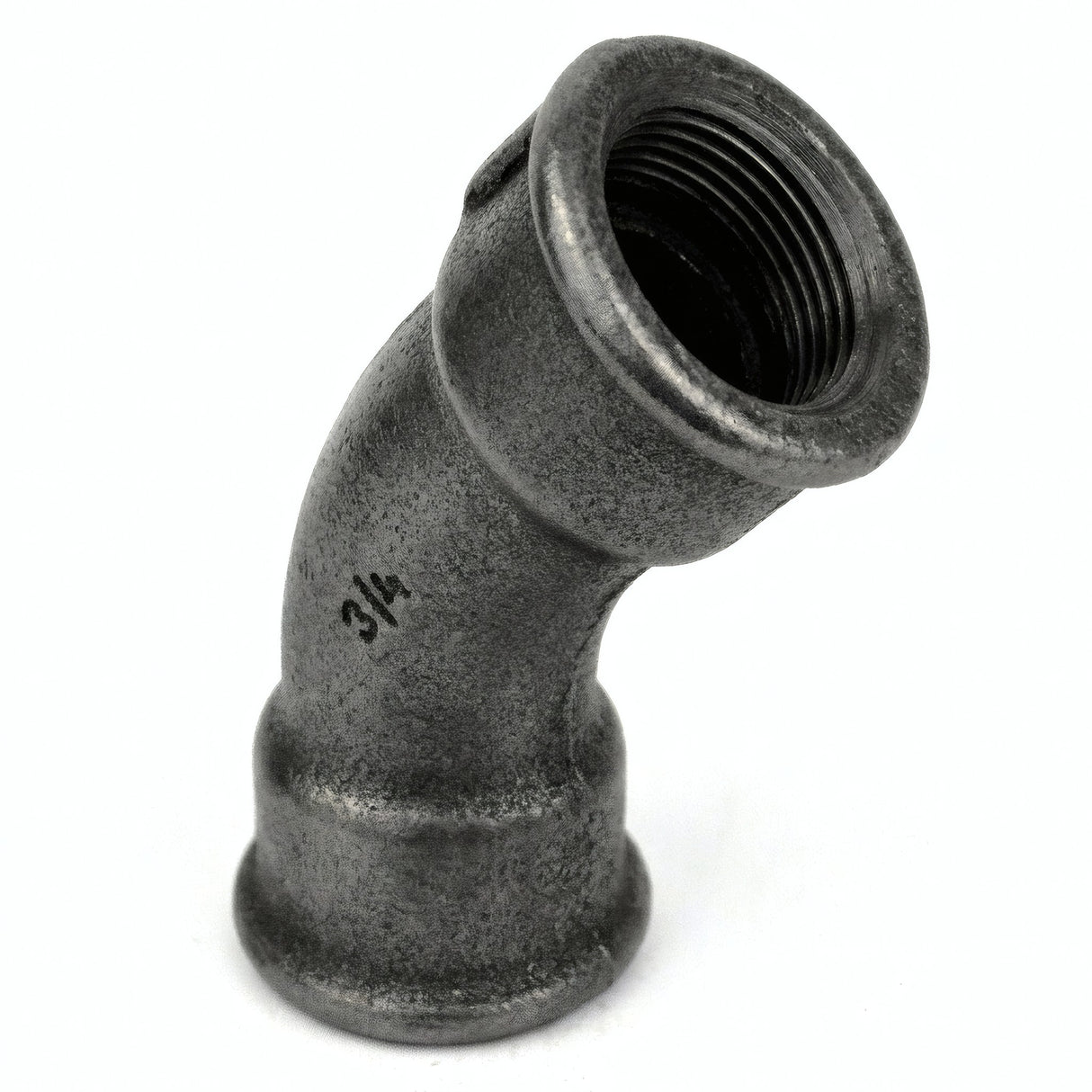 Cotovelo de raio longo 45° F/F em ferro fundido preto - foto de produto sobre fundo branco 3