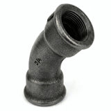 Cotovelo de raio longo 45° F/F em ferro fundido preto - foto de produto sobre fundo branco 3