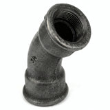 Cotovelo de raio longo 45° F/F em ferro fundido preto - foto de produto sobre fundo branco 4