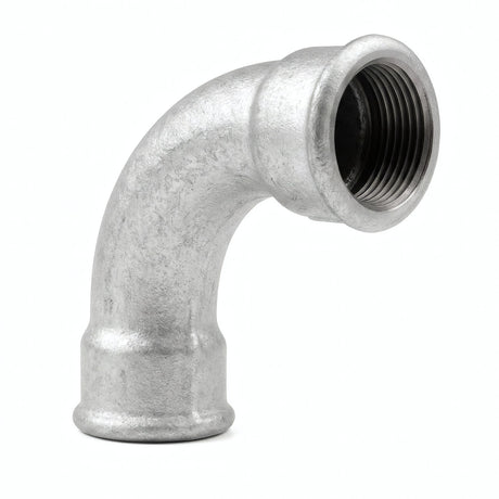 Cotovelo de raio longo 90° F/F em ferro fundido galvanizado - foto de produto sobre fundo branco 2
