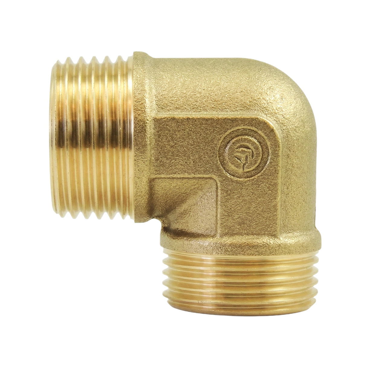 Cotovelo 90° macho-macho em latão CW617N BSP - vista frontal