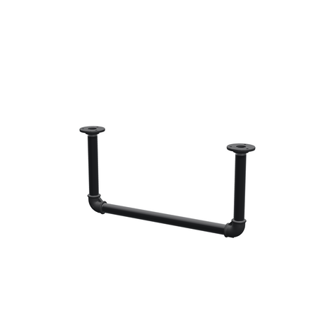 Varão de roupa suspenso do teto em tubo de aço pintado de preto mate Ø 27 mm — largura 46 cm, altura sob o teto 22 cm, vista de três quartos sobre fundo branco