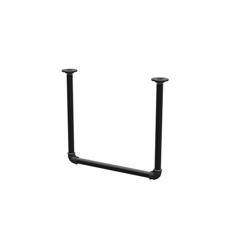 Varão de roupa suspenso do teto em tubo de aço pintado de preto mate Ø 27 mm — largura 46 cm, altura sob o teto 42 cm, vista de três quartos sobre fundo branco