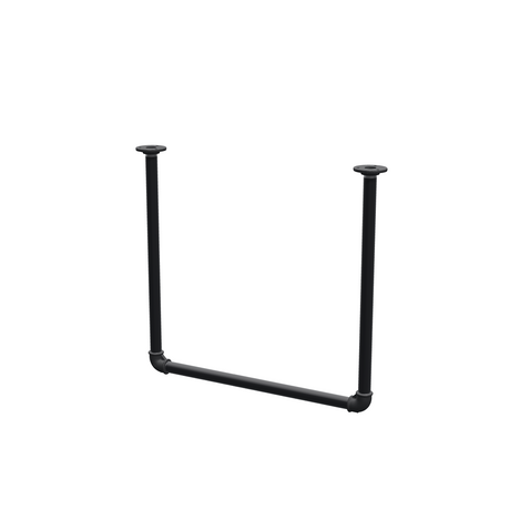 Varão de roupa suspenso do teto em tubo de aço pintado de preto mate Ø 27 mm — largura 56 cm, altura sob o teto 52 cm, vista de três quartos sobre fundo branco