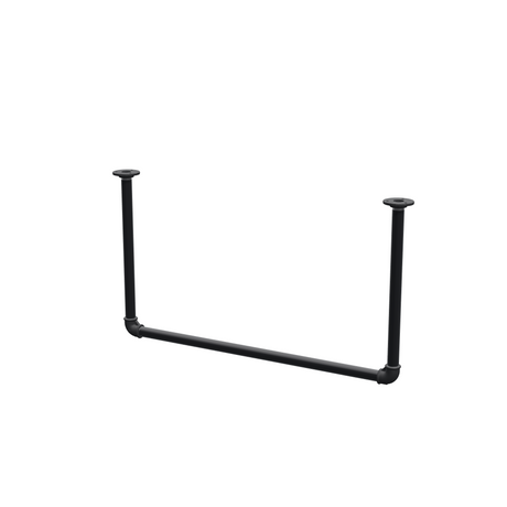 Varão de roupa suspenso do teto em tubo de aço pintado de preto mate Ø 27 mm — vista de três quartos sobre fundo branco