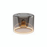 Lâmpada LED donut E27 em vidro fumado, Ø 120 mm, acesa, anel de luz quente, fundo branco