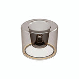 Lâmpada LED donut E27 em vidro fumado, Ø 120 mm, apagada, casquilho E27 embutido visível, fundo branco