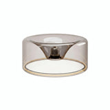 Lâmpada LED donut E27 em vidro fumado, Ø 195 mm, apagada, casquilho E27 embutido visível, fundo branco