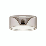Lâmpada LED donut E27 em vidro fumado, Ø 195 mm, vista de três quartos, fundo branco