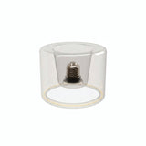 Lâmpada LED donut E27 em vidro transparente, Ø 120 mm, apagada, casquilho E27 embutido visível, fundo branco