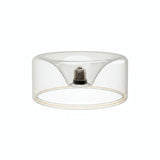 Lâmpada LED donut E27 em vidro transparente, Ø 195 mm, apagada, casquilho E27 embutido visível, fundo branco