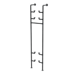 Étagère-penderie murale en tuyaux de plomberie noirs Ø 27 mm — largeur 40 cm, 4 tablettes, vue de trois quarts sur fond blanc