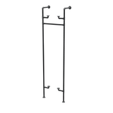 Étagère-penderie murale en tuyaux de plomberie noirs Ø 27 mm — largeur 50 cm, 2 tablettes, vue de trois quarts sur fond blanc
