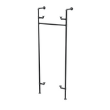 Étagère-penderie murale en tuyaux de plomberie noirs Ø 27 mm — largeur 70 cm, 2 tablettes, vue de trois quarts sur fond blanc