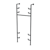 Étagère-penderie murale en tuyaux de plomberie noirs Ø 27 mm — largeur 80 cm, 4 tablettes, vue de trois quarts sur fond blanc