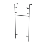 Étagère-penderie murale en tuyaux de plomberie noirs Ø 27 mm — largeur 90 cm, 3 tablettes, vue de trois quarts sur fond blanc