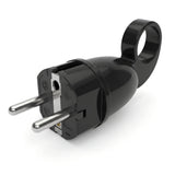 Ficha macho Schuko com anel extrator — Preto