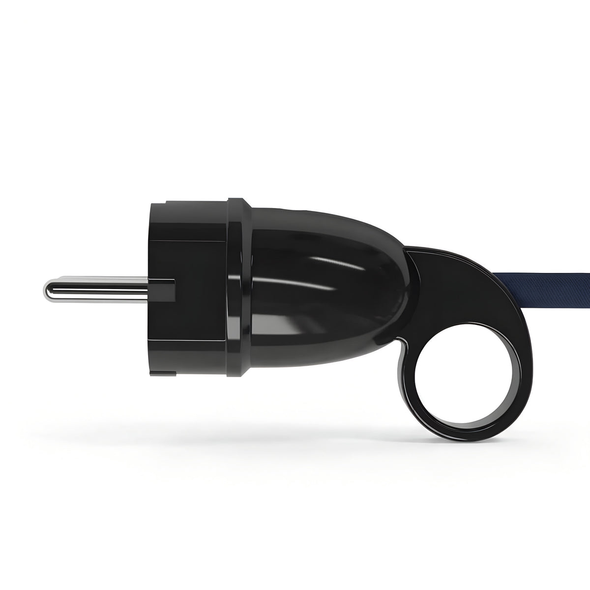 Ficha macho Schuko com anel extrator — Preto
