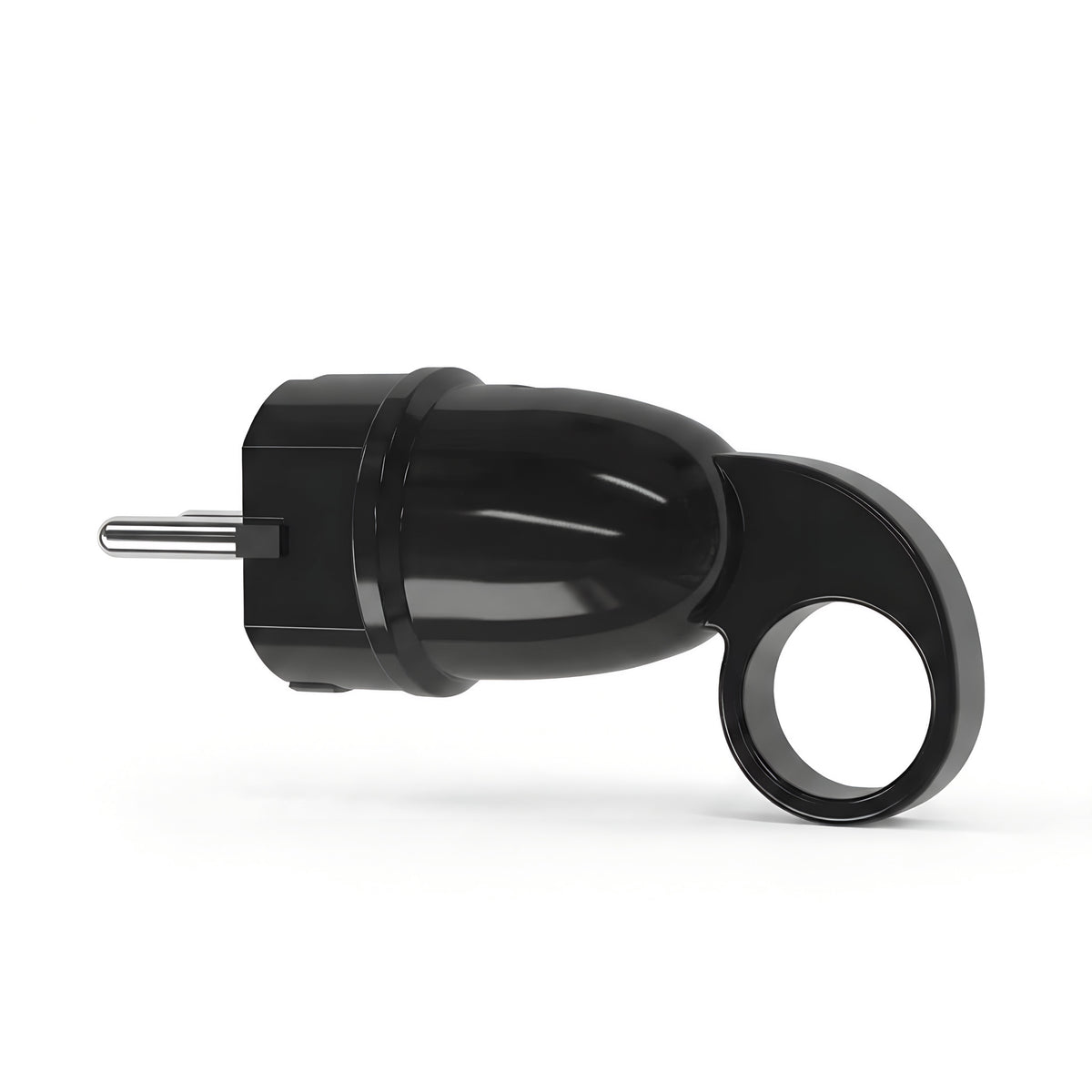 Ficha macho Schuko com anel extrator — Preto