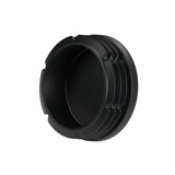 Tampão de plástico preto para acessório fêmea 1″1/4 33x42, vista de baixo: corpo oco e alhetas