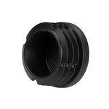 Tampão de plástico preto para acessório fêmea 3/4″ 20x27, vista de baixo: corpo oco e alhetas
