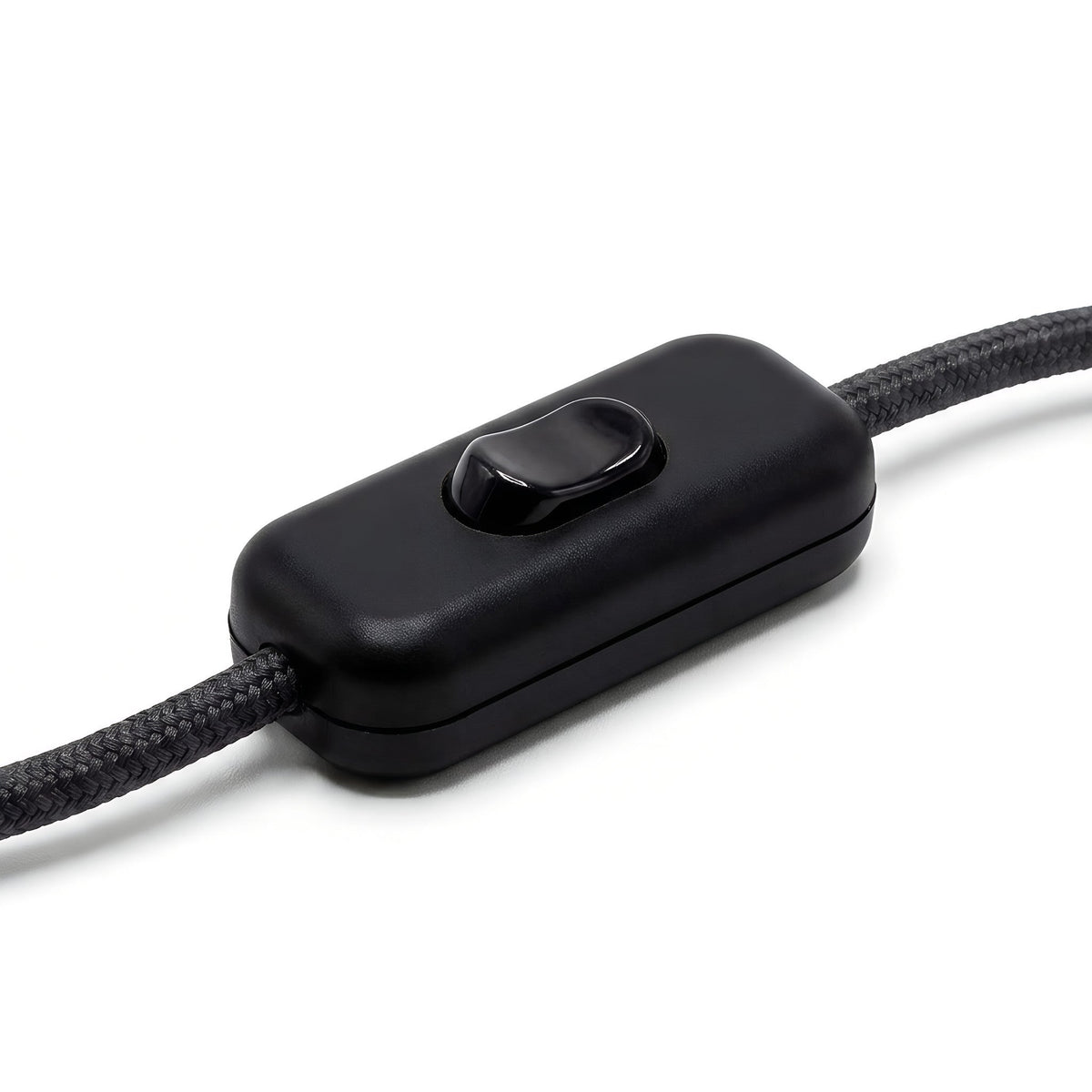 Interruptor bipolar de báscula para cabo de candeeiro — Preto
