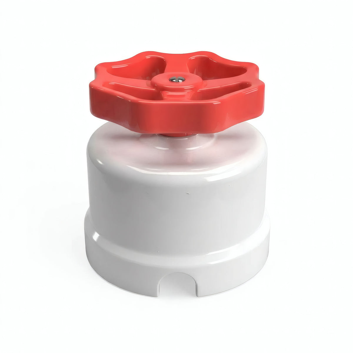 Comutador de escada em porcelana com botão — Branco / Vermelho