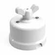 Comutador de escada em porcelana com porca borboleta — Branco / Branco