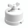 Comutador de escada em porcelana com porca borboleta — Branco / Branco