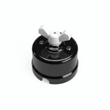 Comutador de escada em porcelana com porca borboleta — Preto / Branco