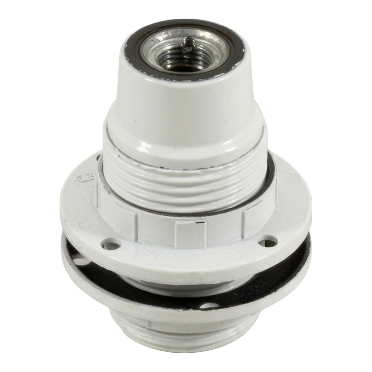 Casquilho E14 em baquelite com anel duplo — Branco