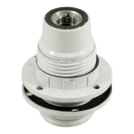 Casquilho E14 em baquelite com anel duplo — Branco