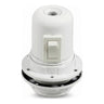Casquilho E27 em baquelite com anel duplo e interruptor — Branco