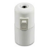 Casquilho E27 em baquelite com interruptor — Branco