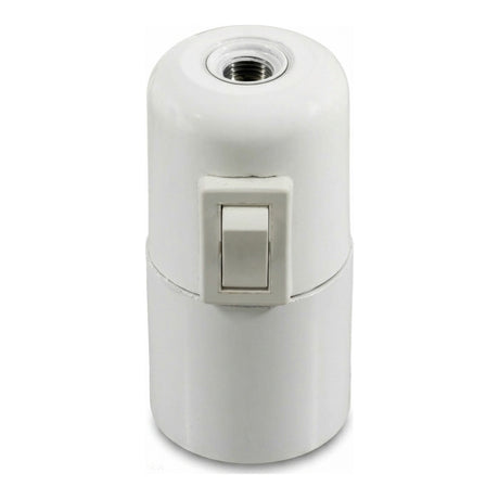 Casquilho E27 em baquelite com interruptor — Branco
